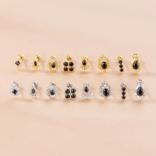 Fashion Solid Color Copper Plating Inlay Zircon Ear Studs 1 Piece