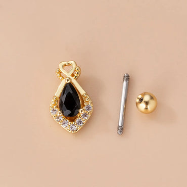 Fashion Solid Color Copper Plating Inlay Zircon Ear Studs 1 Piece