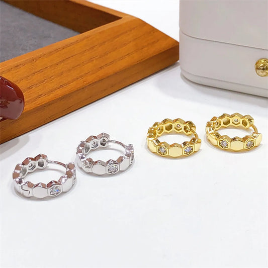 Fashion Solid Color Copper Plating Inlay Zircon Hoop Earrings 1 Pair