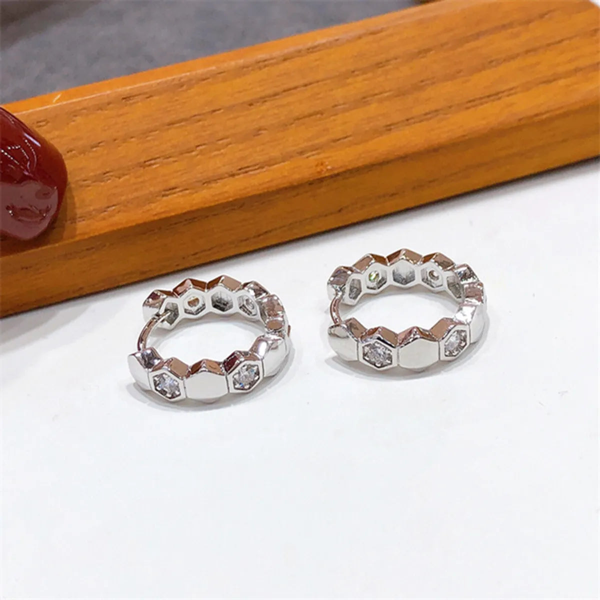 Fashion Solid Color Copper Plating Inlay Zircon Hoop Earrings 1 Pair