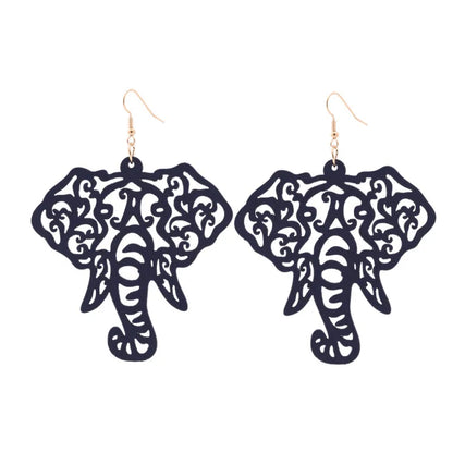 Fashion Solid Color Elephant Wood Women'S Drop Earrings 1 Pair