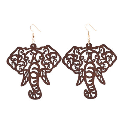 Fashion Solid Color Elephant Wood Women'S Drop Earrings 1 Pair