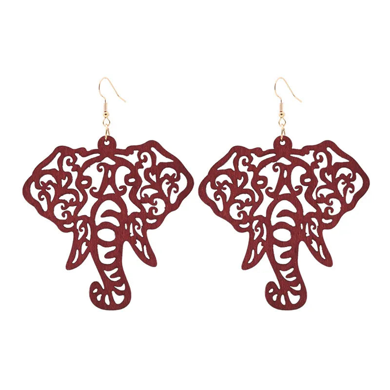 Fashion Solid Color Elephant Wood Women'S Drop Earrings 1 Pair