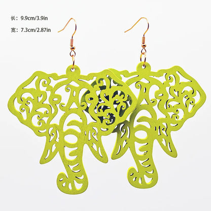 Fashion Solid Color Elephant Wood Women'S Drop Earrings 1 Pair