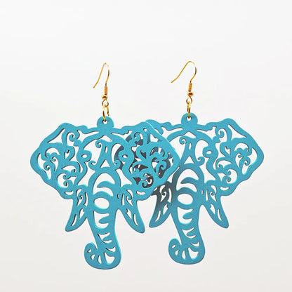 Fashion Solid Color Elephant Wood Women'S Drop Earrings 1 Pair