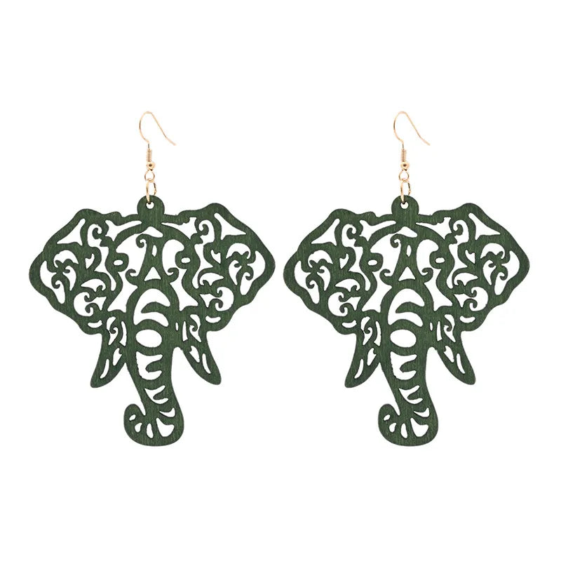 Fashion Solid Color Elephant Wood Women'S Drop Earrings 1 Pair