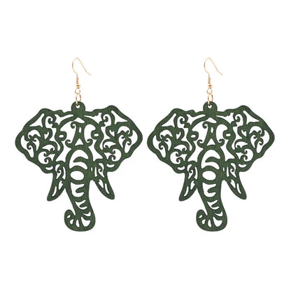 Fashion Solid Color Elephant Wood Women'S Drop Earrings 1 Pair