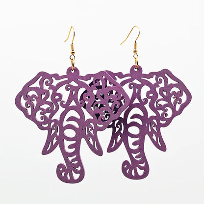 Fashion Solid Color Elephant Wood Women'S Drop Earrings 1 Pair