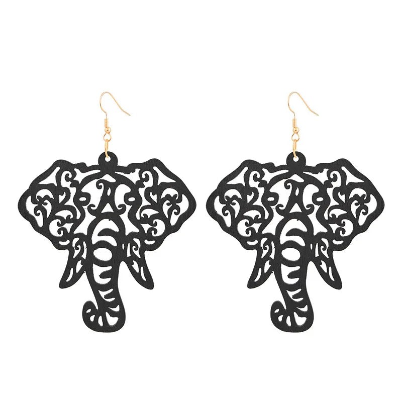 Fashion Solid Color Elephant Wood Women'S Drop Earrings 1 Pair