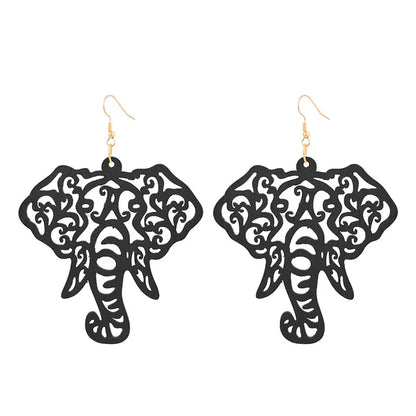 Fashion Solid Color Elephant Wood Women'S Drop Earrings 1 Pair