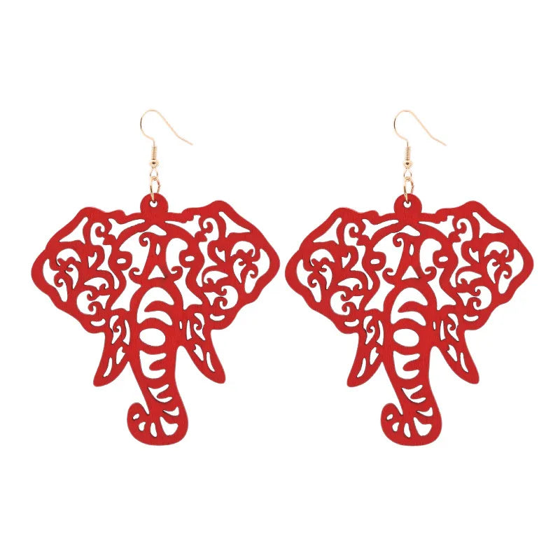 Fashion Solid Color Elephant Wood Women'S Drop Earrings 1 Pair