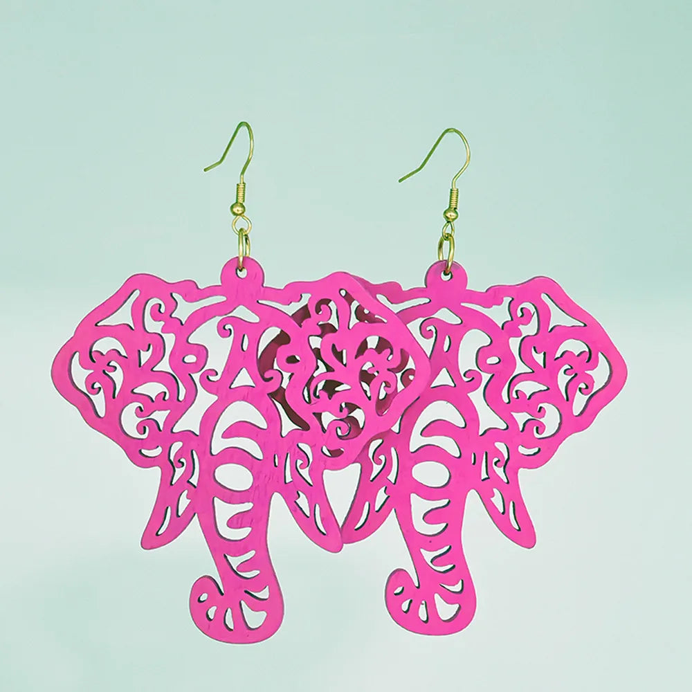 Fashion Solid Color Elephant Wood Women'S Drop Earrings 1 Pair