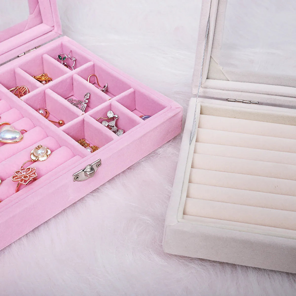 Fashion Solid Color Flannel Jewelry Boxes 1 Piece