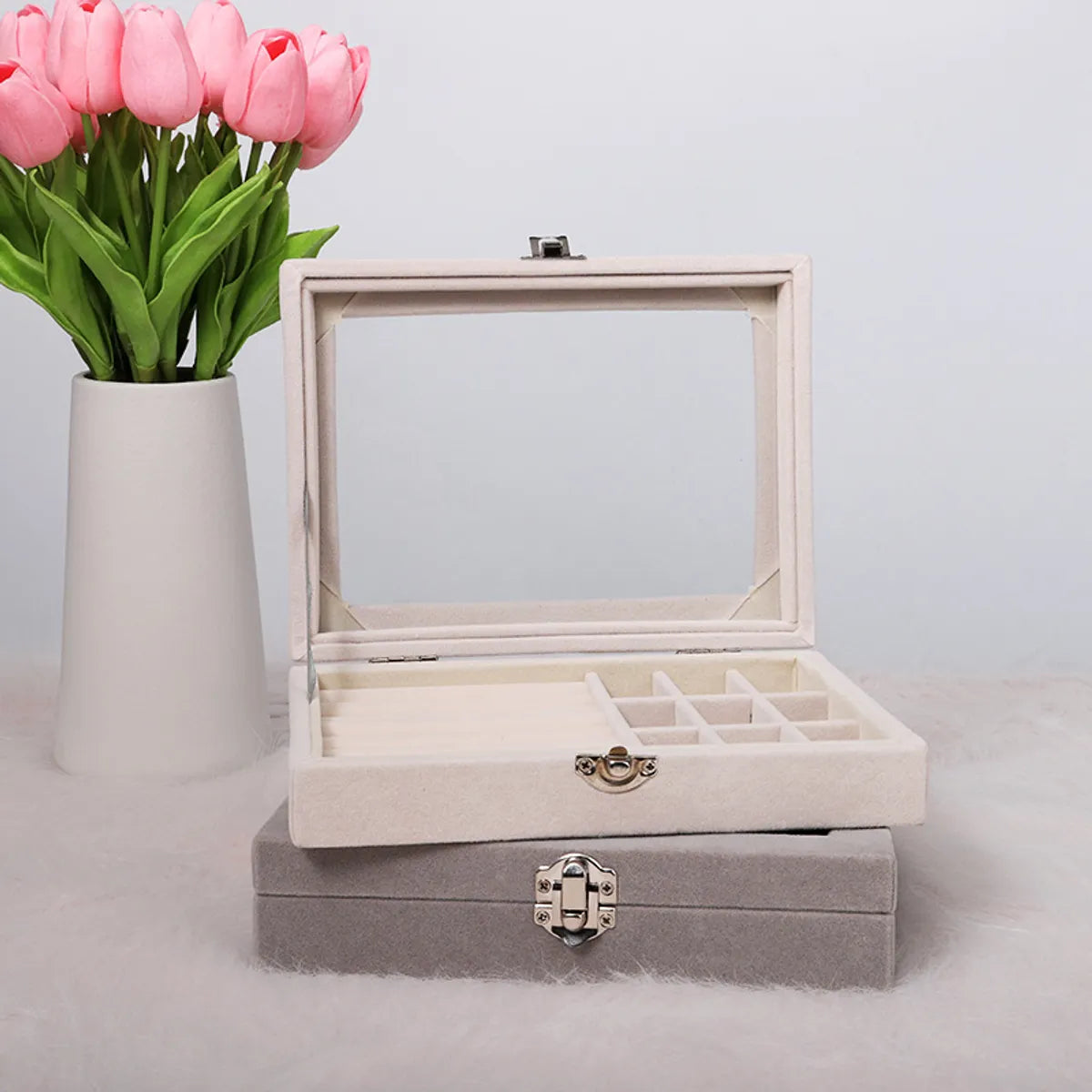 Fashion Solid Color Flannel Jewelry Boxes 1 Piece