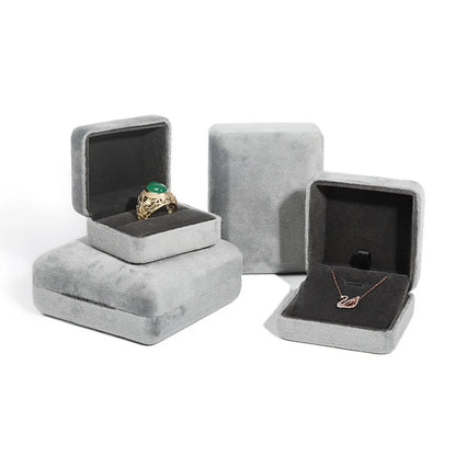 Fashion Solid Color Flannel Jewelry Boxes