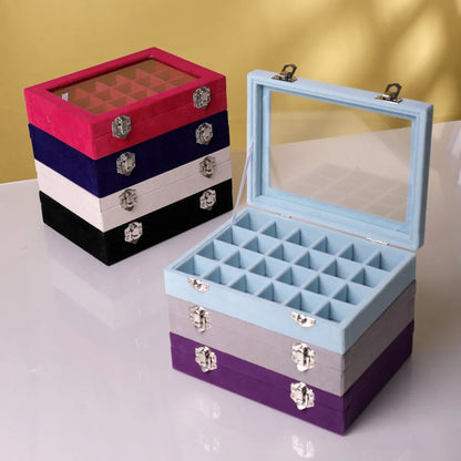 Fashion Solid Color Flannel Jewelry Boxes