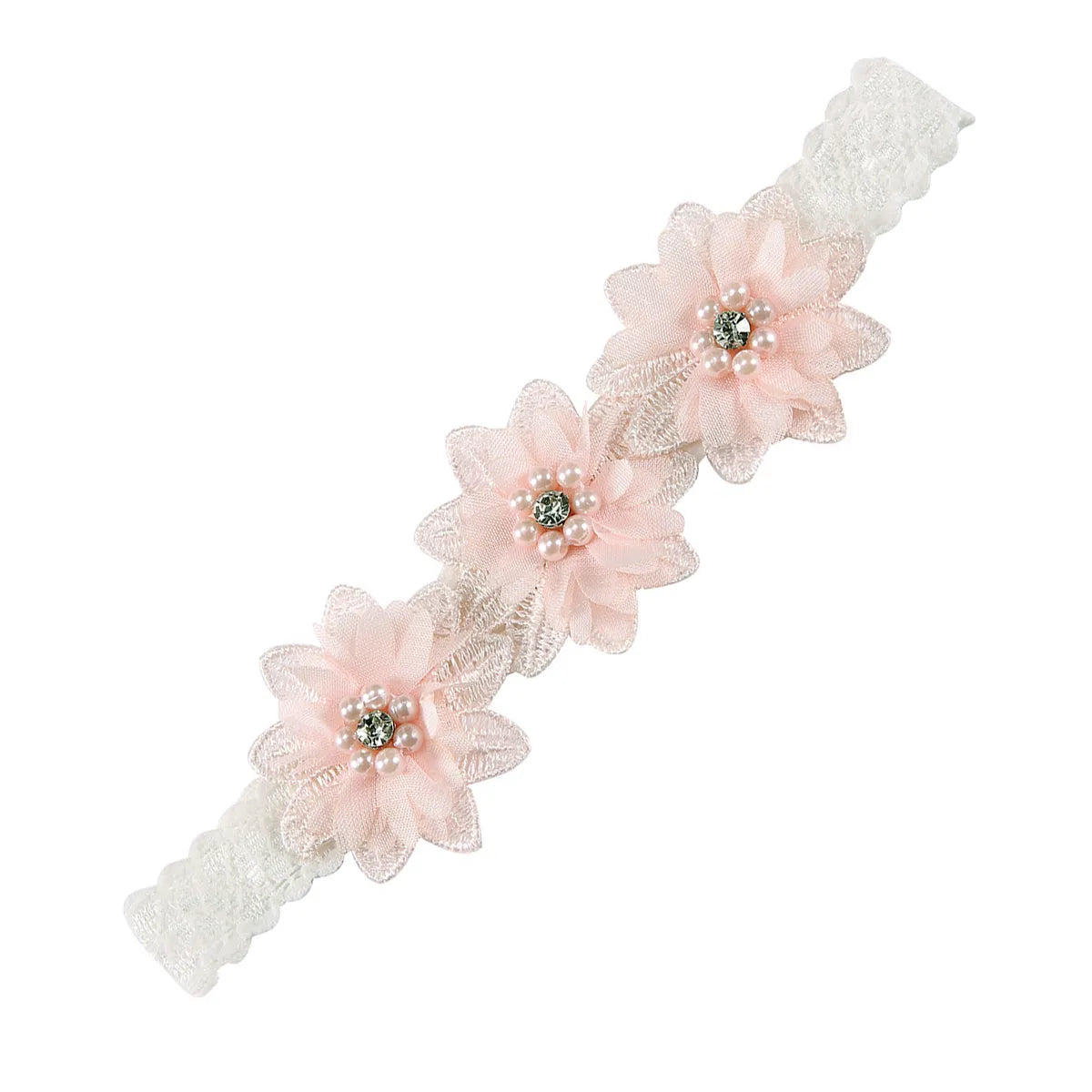 Fashion Solid Color Flower Cloth Pearl Lace Hair Band 1 Piece