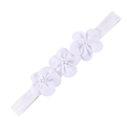 Fashion Solid Color Flower Cloth Pearl Lace Hair Band 1 Piece