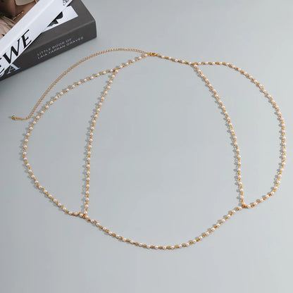 Fashion Solid Color Imitation Pearl Plating Women's Body Chain