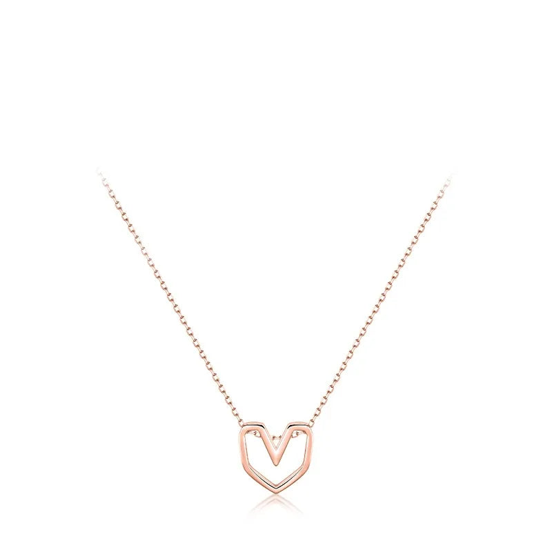 Fashion Solid Color Irregular Heart Shaped Pendant S925 Silver Necklace Wholesale