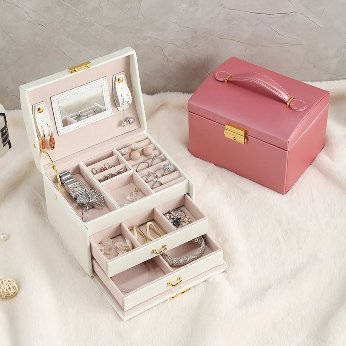 Fashion Solid Color Leather Jewelry Boxes 1 Piece