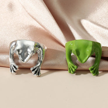 Fashion Solid Color Metal Frog Split Ring