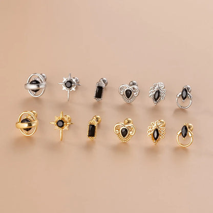 Fashion Solid Color Metal Plating Inlay Zircon Ear Studs 1 Piece