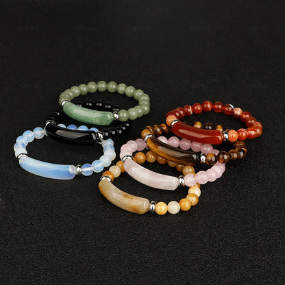 Fashion Solid Color Natural Stone Beaded Bracelets 1 Piece