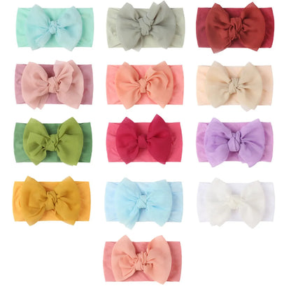 Fashion Solid Color Nylon Bow Knot Hair Band