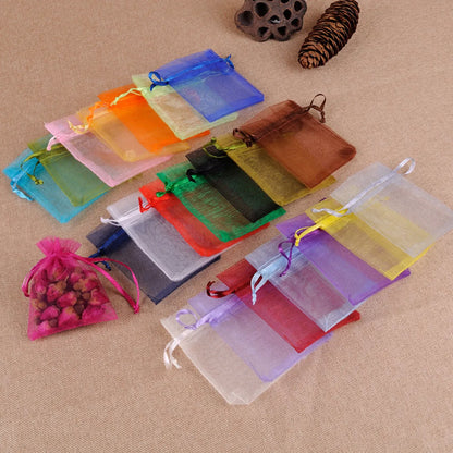 Fashion Solid Color Organza Drawstring Jewelry Packaging Bags 1 Piece