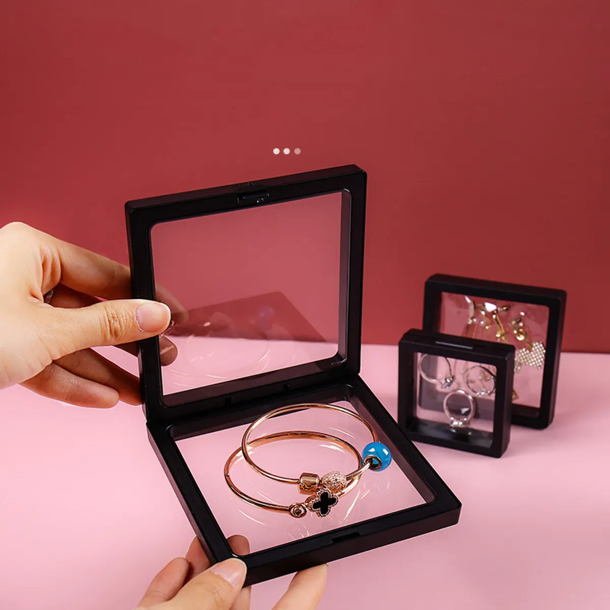 Fashion Solid Color Transparent Pe Film Colorful Jewelry Display Box