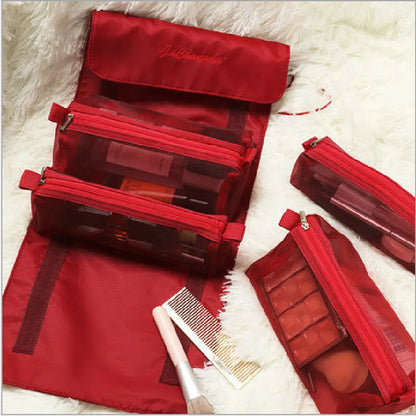 Fashion Solid Color Polyester Large Capacity Transparent Cosmetic Bag