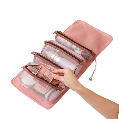 Fashion Solid Color Polyester Large Capacity Transparent Cosmetic Bag