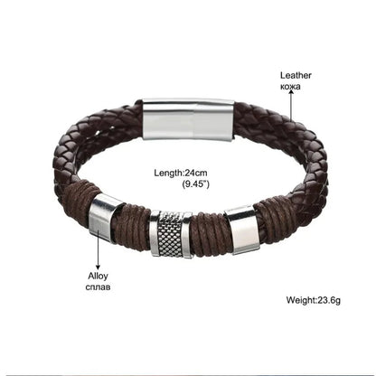 Fashion Solid Color Pu Leather Alloy Men'S Bangle 1 Piece