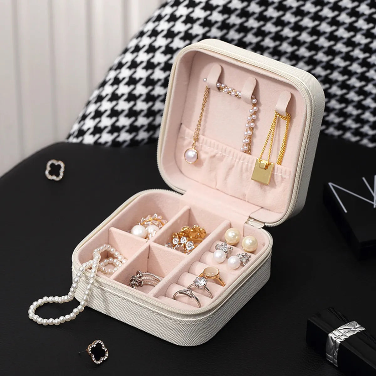 Fashion Solid Color Pu Leather Jewelry Boxes