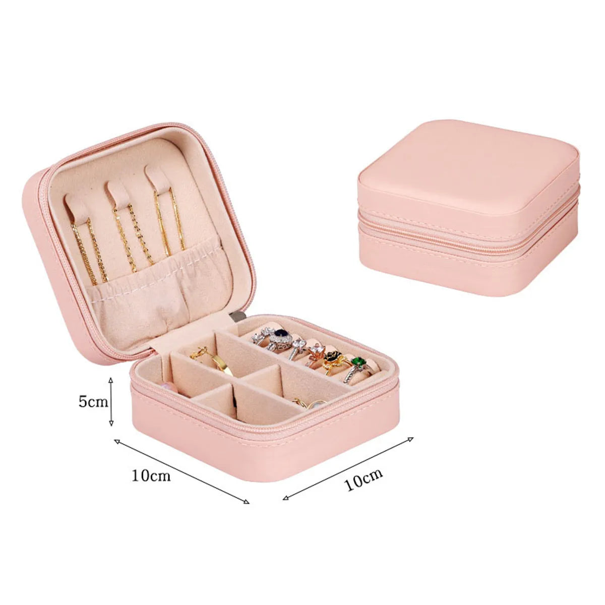 Fashion Solid Color Pu Leather Jewelry Boxes