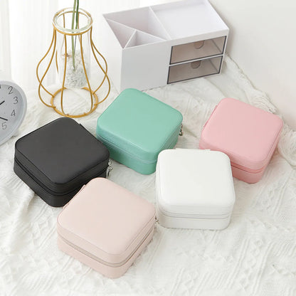 Fashion Solid Color Pu Leather Jewelry Boxes