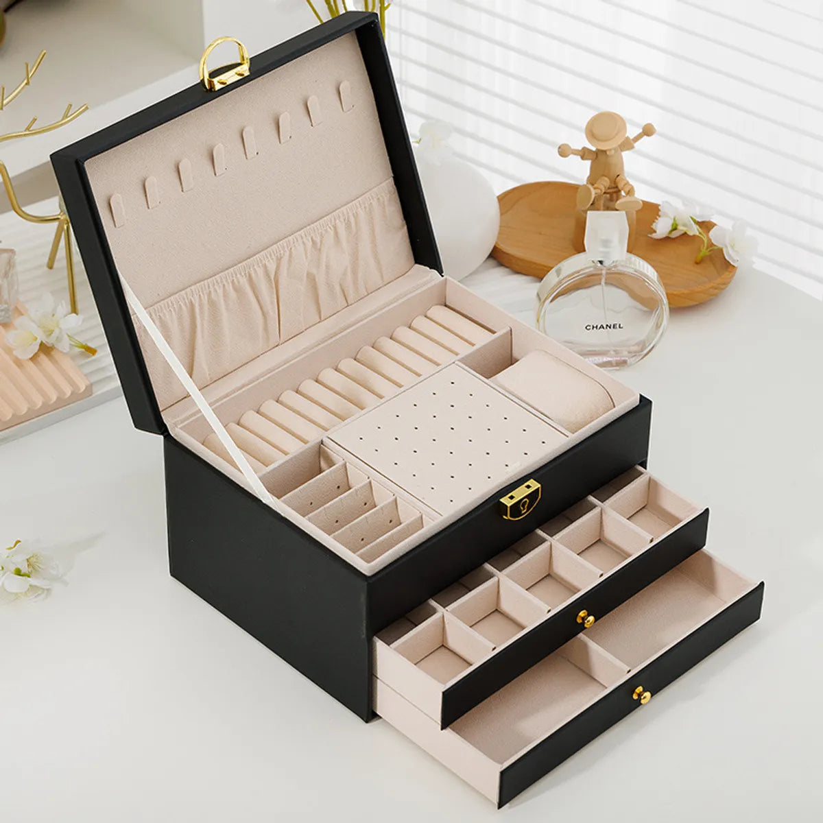 Fashion Solid Color Pu Leather Jewelry Boxes