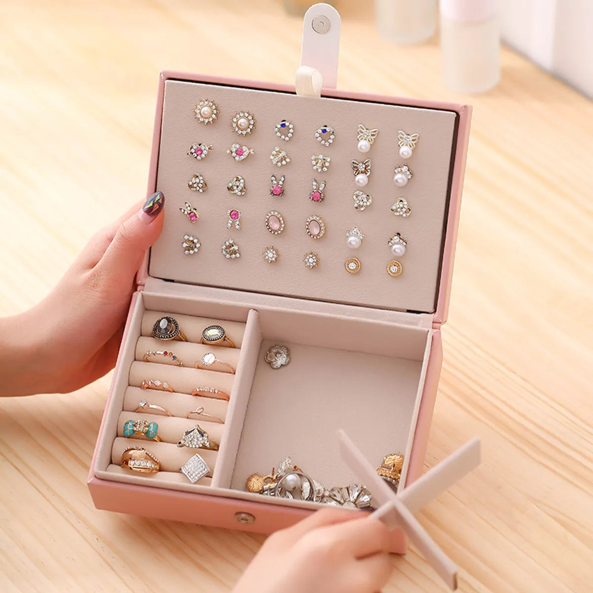 Fashion Solid Color Pu Leather Jewelry Boxes