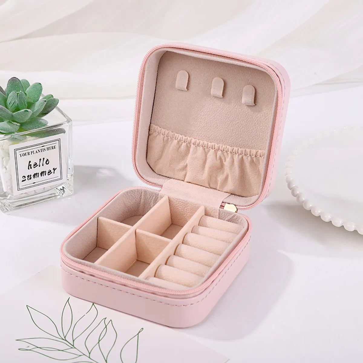 Fashion Solid Color Pu Leather Jewelry Boxes