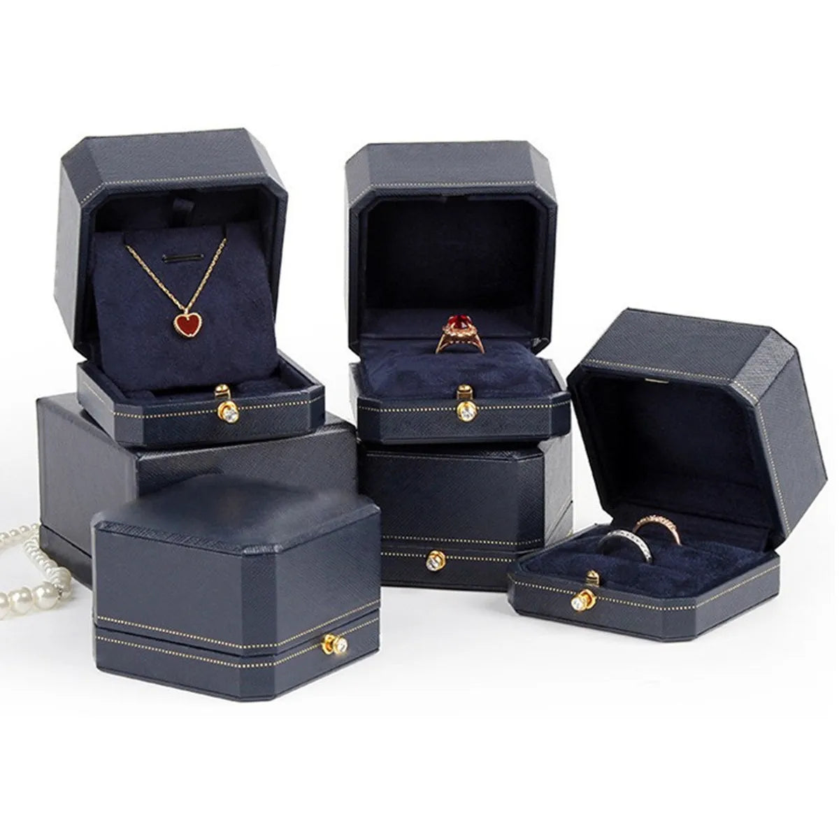 Fashion Solid Color Pu Leather Jewelry Boxes