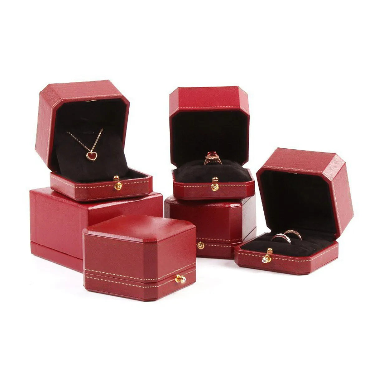 Fashion Solid Color Pu Leather Jewelry Boxes