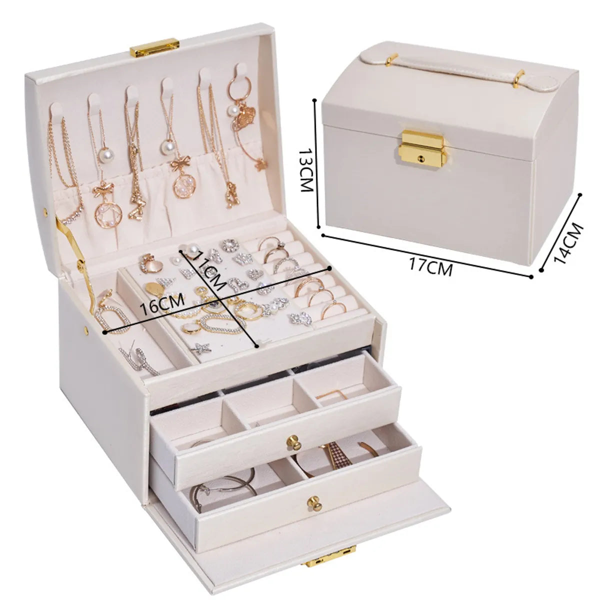 Fashion Solid Color Pu Leather Jewelry Boxes