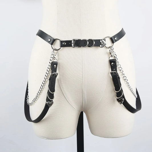 Fashion Solid Color Pu Leather Metal Chain Women'S Corset Belts 1 Piece