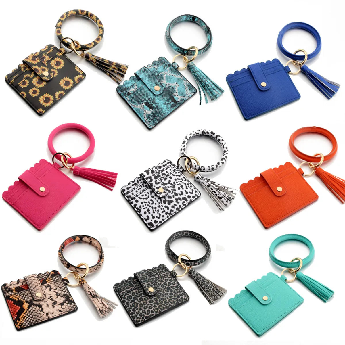 Fashion Solid Color Pu Leather Women'S Bag Pendant Keychain 1 Piece