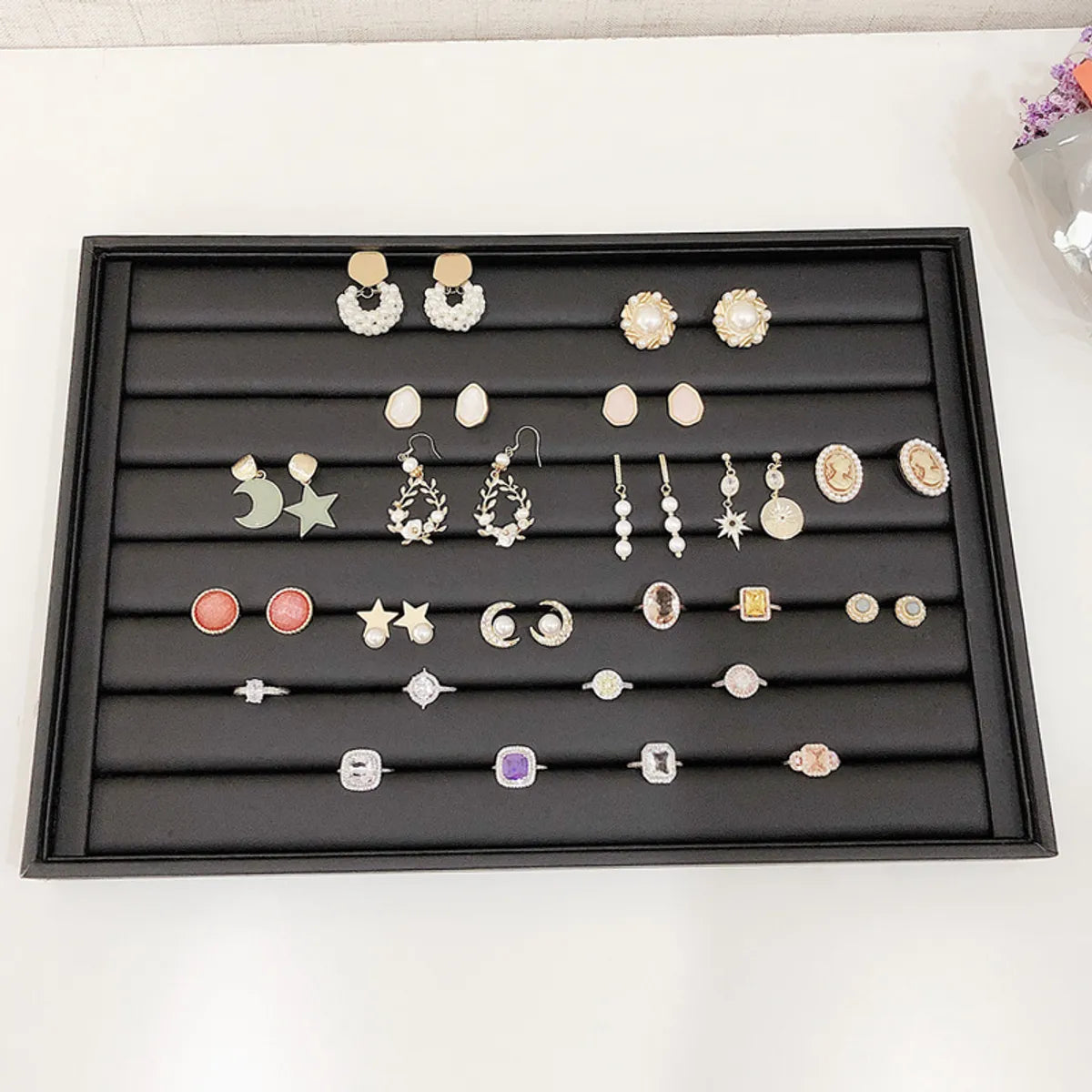 Fashion Solid Color Pu Paper Card Jewelry Rack