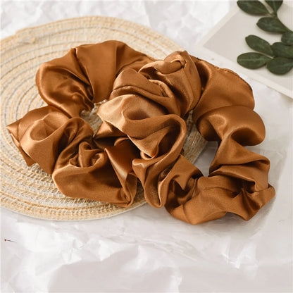 Women'S Fashion Solid Color Satin Cloth Handmade Hair Tie