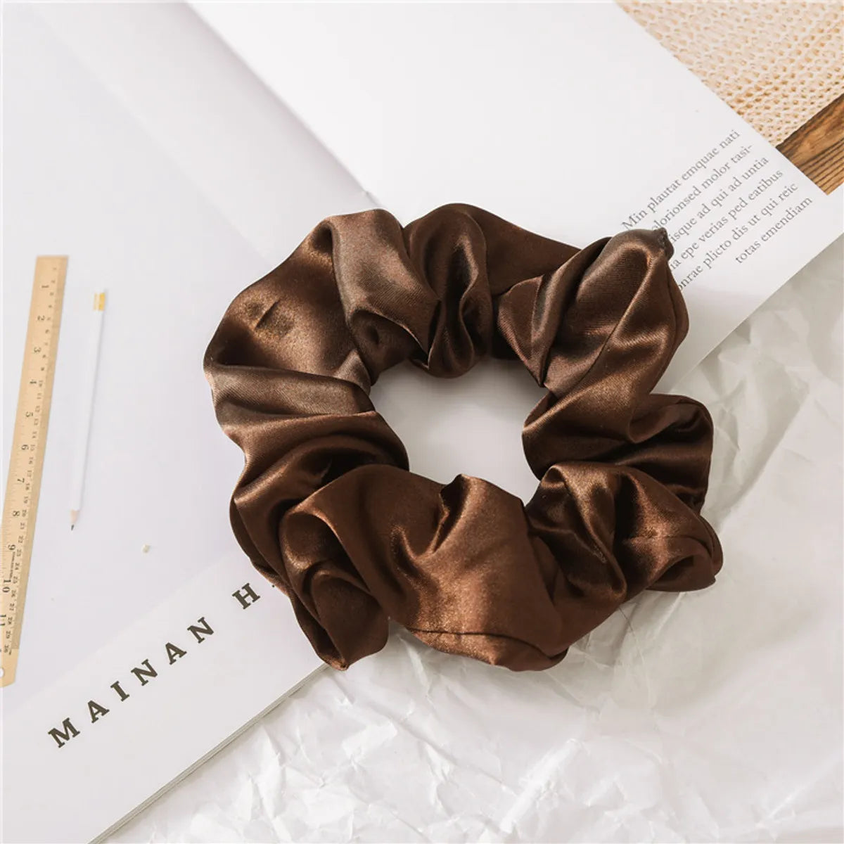 Women'S Fashion Solid Color Satin Cloth Handmade Hair Tie