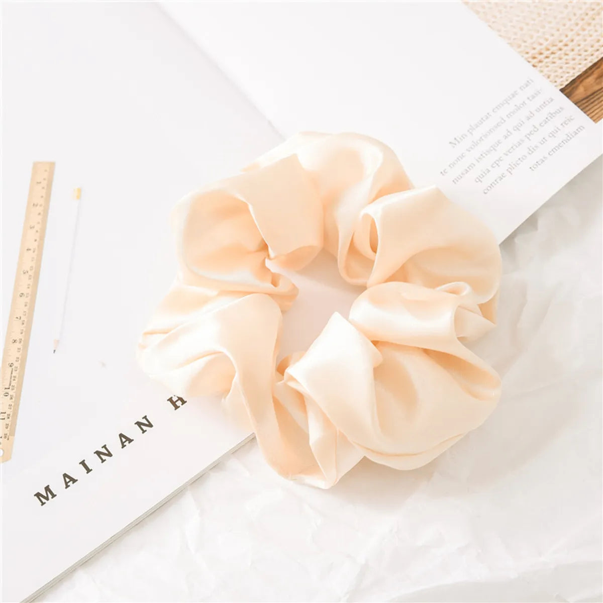 Women'S Fashion Solid Color Satin Cloth Handmade Hair Tie