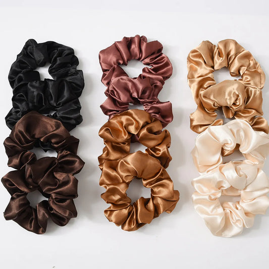 Women'S Fashion Solid Color Satin Cloth Handmade Hair Tie